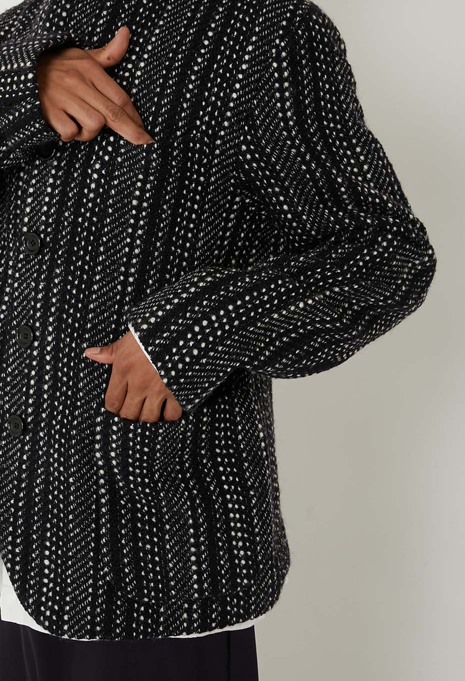 BLUE BLUE JAPAN SLUB YARN TWEED 5B JACKET - BLACK