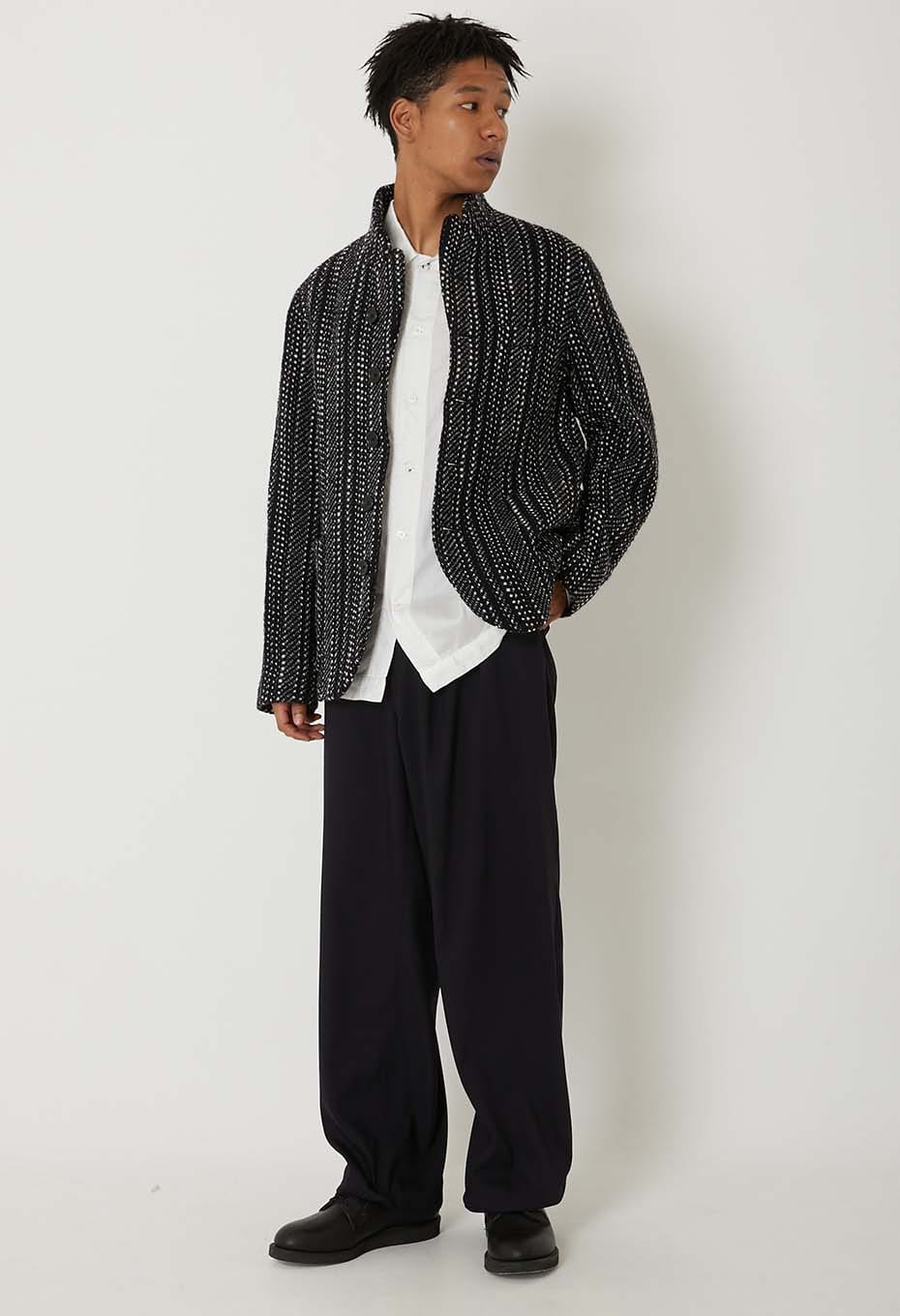 BLUE BLUE JAPAN SLUB YARN TWEED 5B JACKET - BLACK