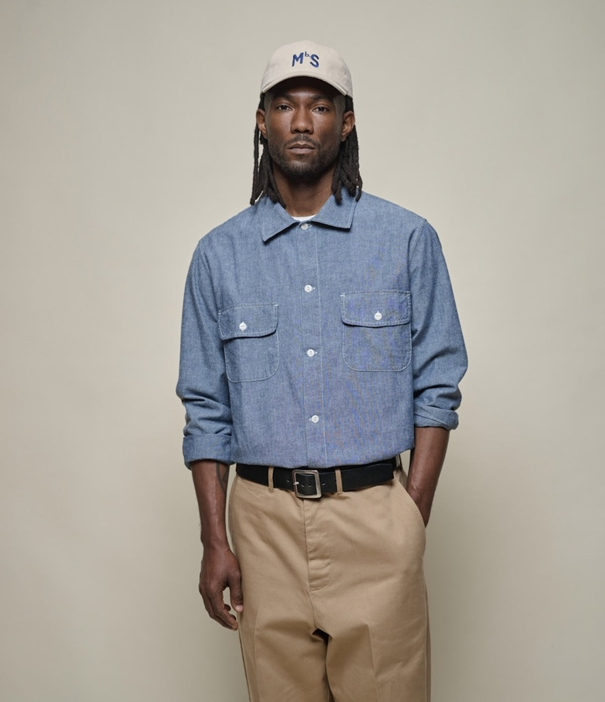 MERZ B. SCHWANEN CHAMBRAY SHIRT06 - DENIM BLUE