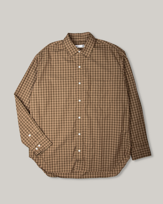TS(S) SMALL PLAID ORGANIC COTTON BAGGY FIT SHIRT - KHAKI