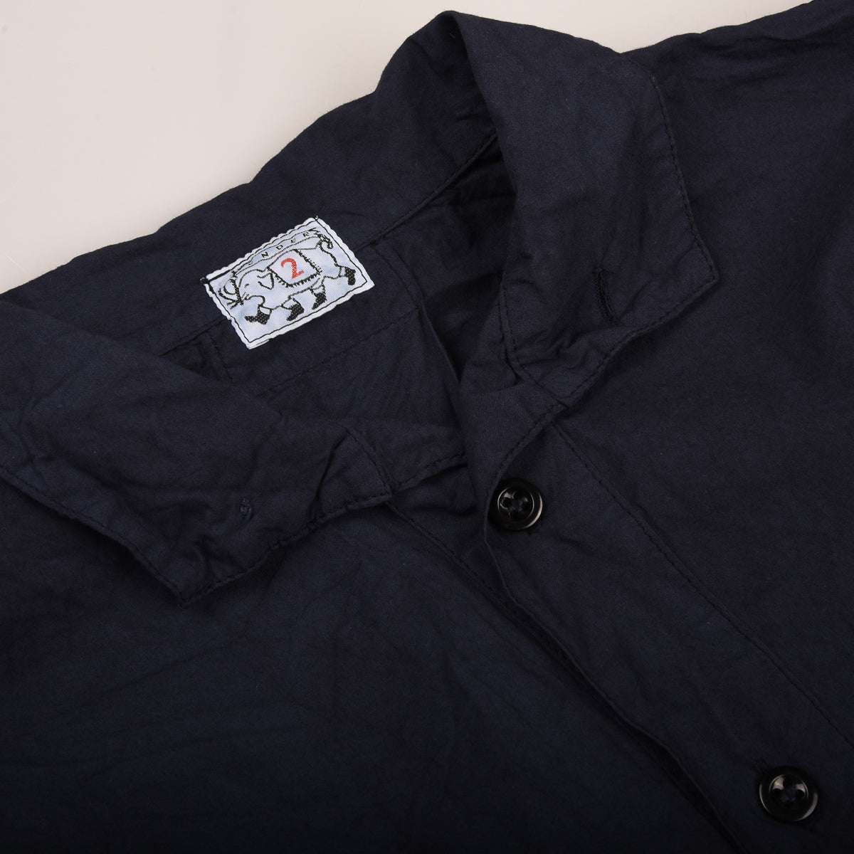 TENDER FLIPPED COLLAR SHIRT - ECRU LAWN - HADAL BLUE