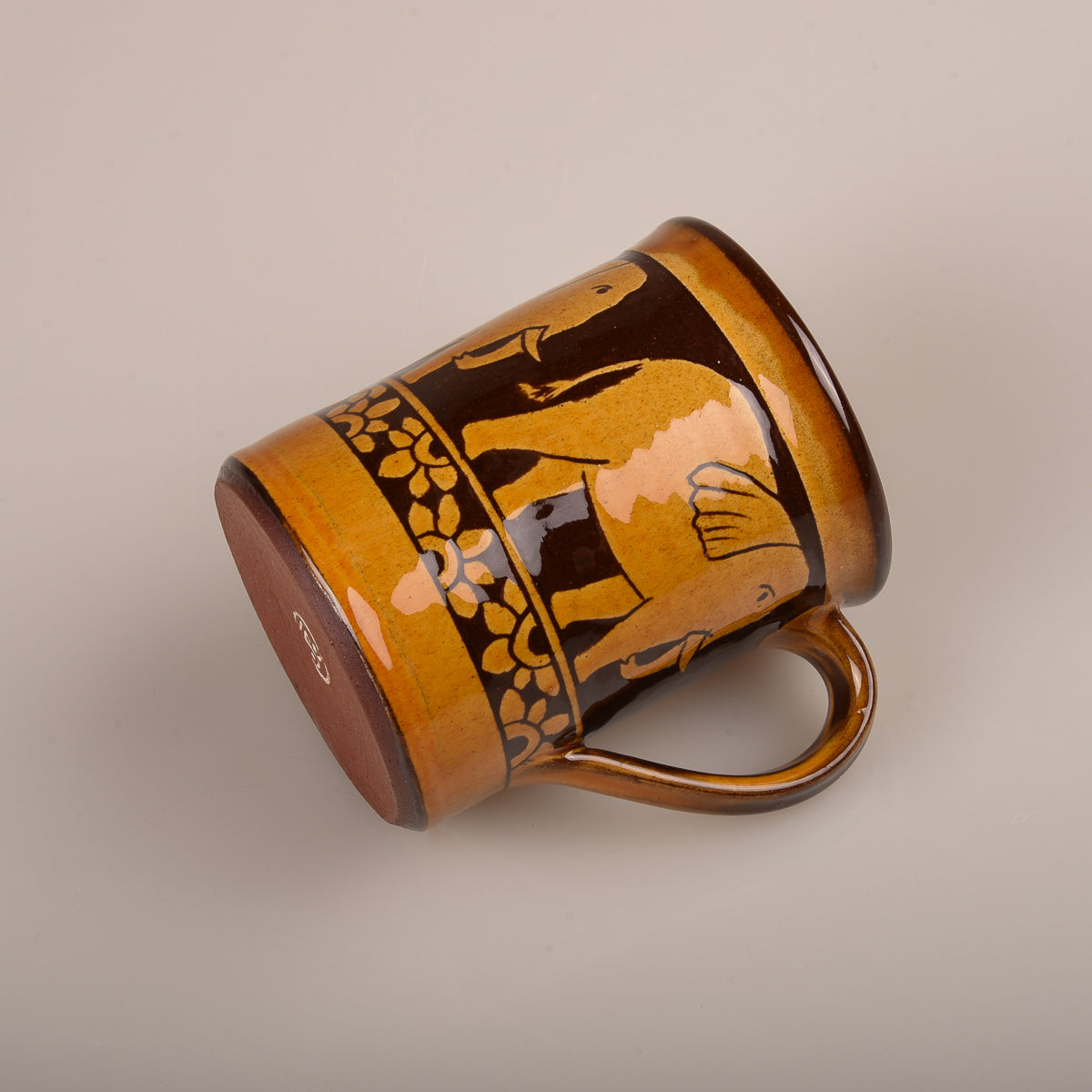 TENDER SGRAFFITO HAND-THROWN MUG - AMBER ELEPHANTS