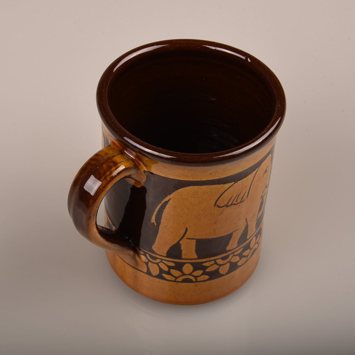 TENDER SGRAFFITO HAND-THROWN MUG - AMBER ELEPHANTS