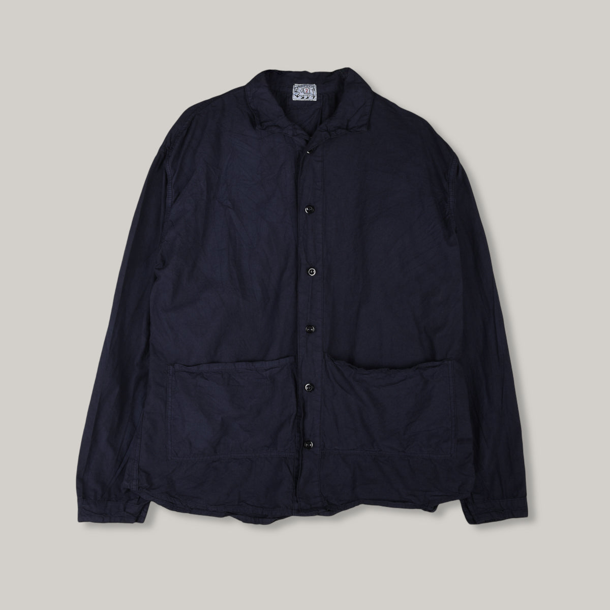 TENDER FLIPPED COLLAR SHIRT - ECRU LAWN - HADAL BLUE