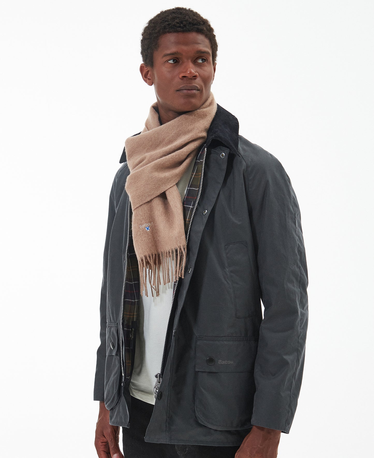 BARBOUR PLAIN LAMBSWOOL SCARF - LIGHT BROWN