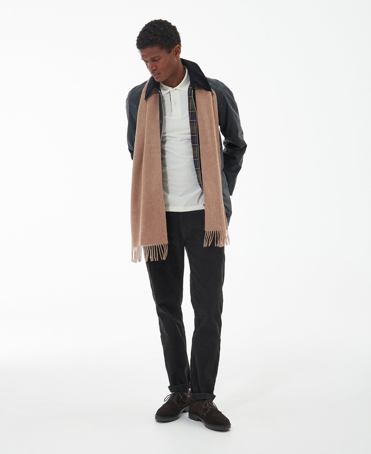 BARBOUR PLAIN LAMBSWOOL SCARF - LIGHT BROWN