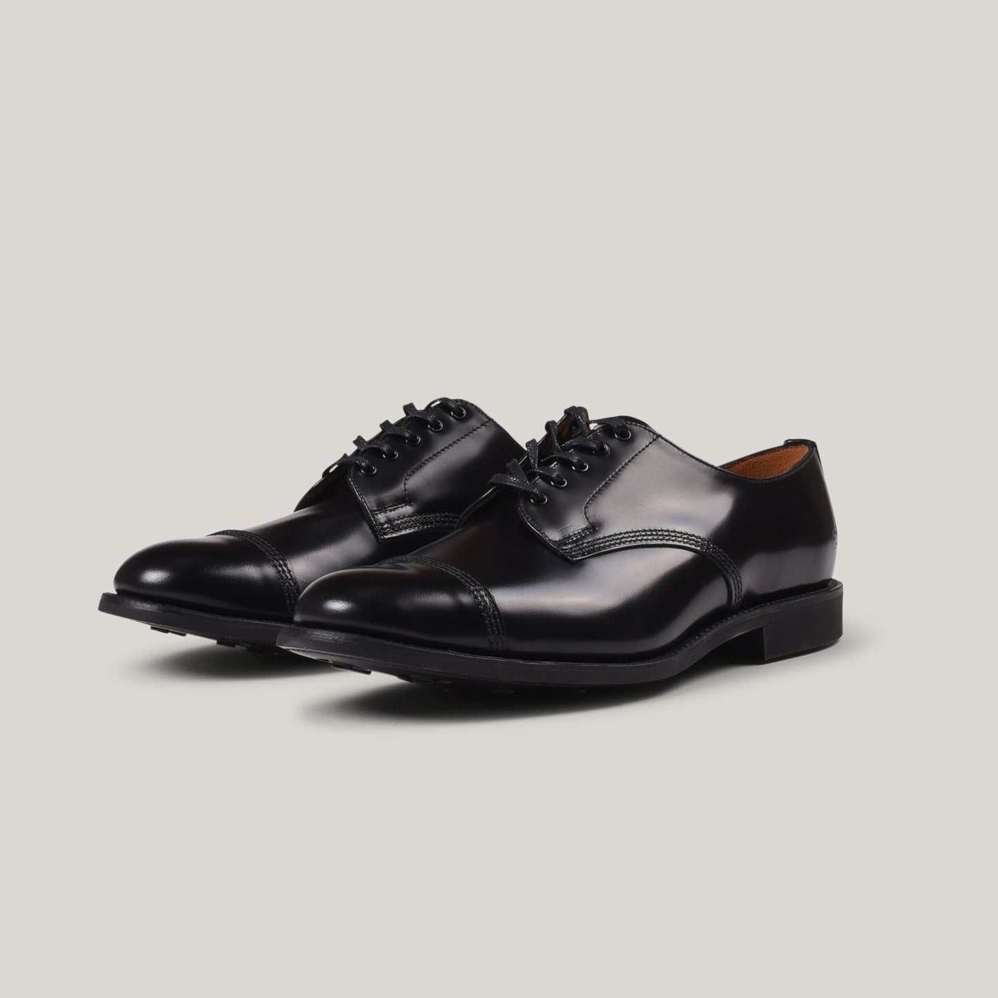 SANDERS MILITARY CAP TOE DERBY - BLACK