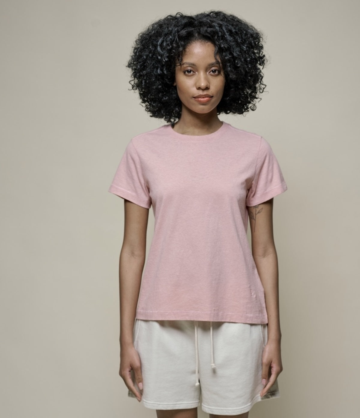 MERZ B. SCHWANEN WOMEN'S COTTON/ HEMP TEE - FADED PEACH