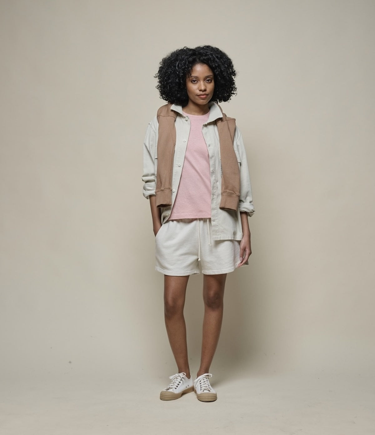 MERZ B. SCHWANEN WOMEN'S COTTON/ HEMP TEE - FADED PEACH