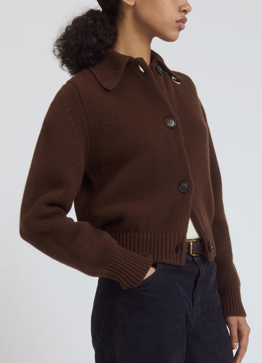 &DAUGHTER WINNY COLLARED JACKET - DARK BROWN