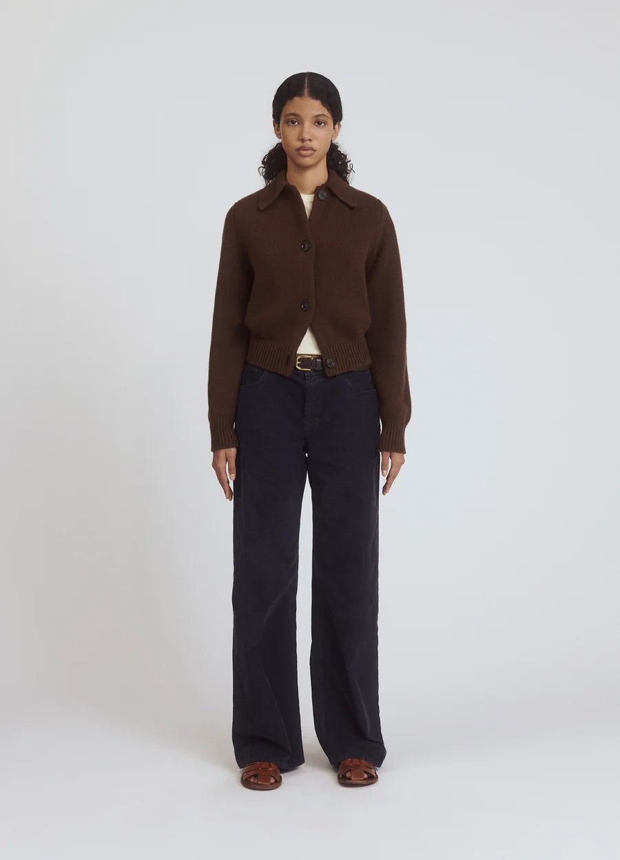 &DAUGHTER WINNY COLLARED JACKET - DARK BROWN