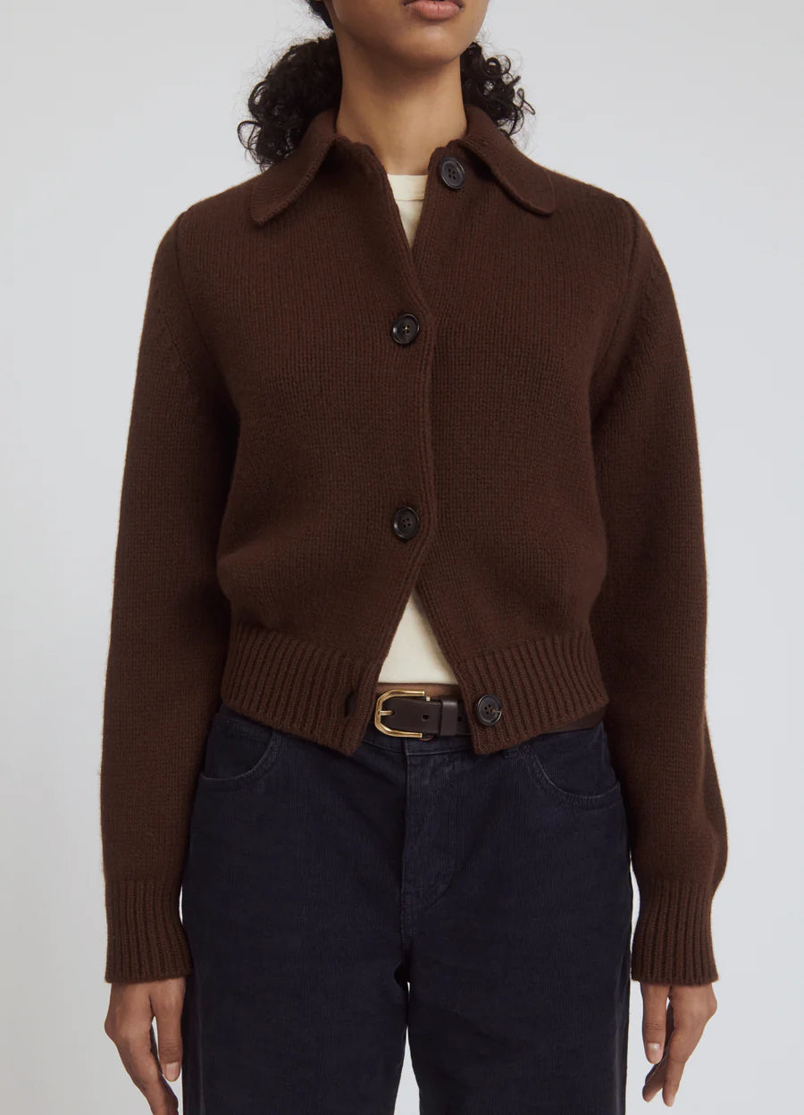 &DAUGHTER WINNY COLLARED JACKET - DARK BROWN
