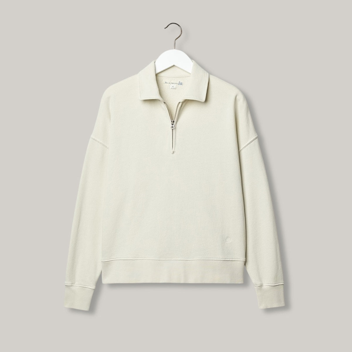 MERZ B. SCHWANEN WOMEN'S ZIP COLLAR SWEATSHIRT - CASHEW