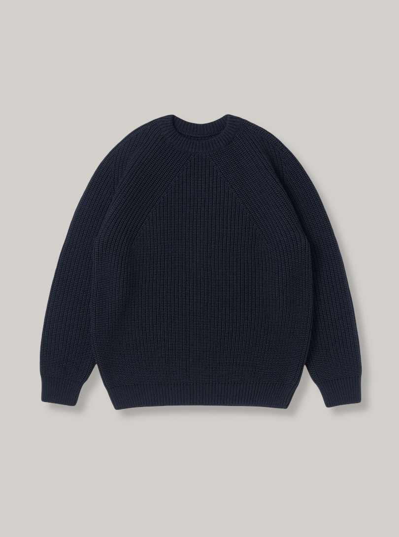 BATONER WOOL SIGNATURE CREW NECK - NAVY