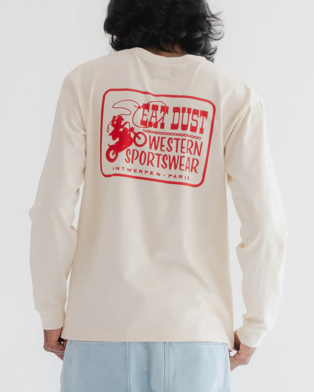 EAT DUST WESTERN SPORTSWEAR LONG SLEEVE TEE - OFF WHITE