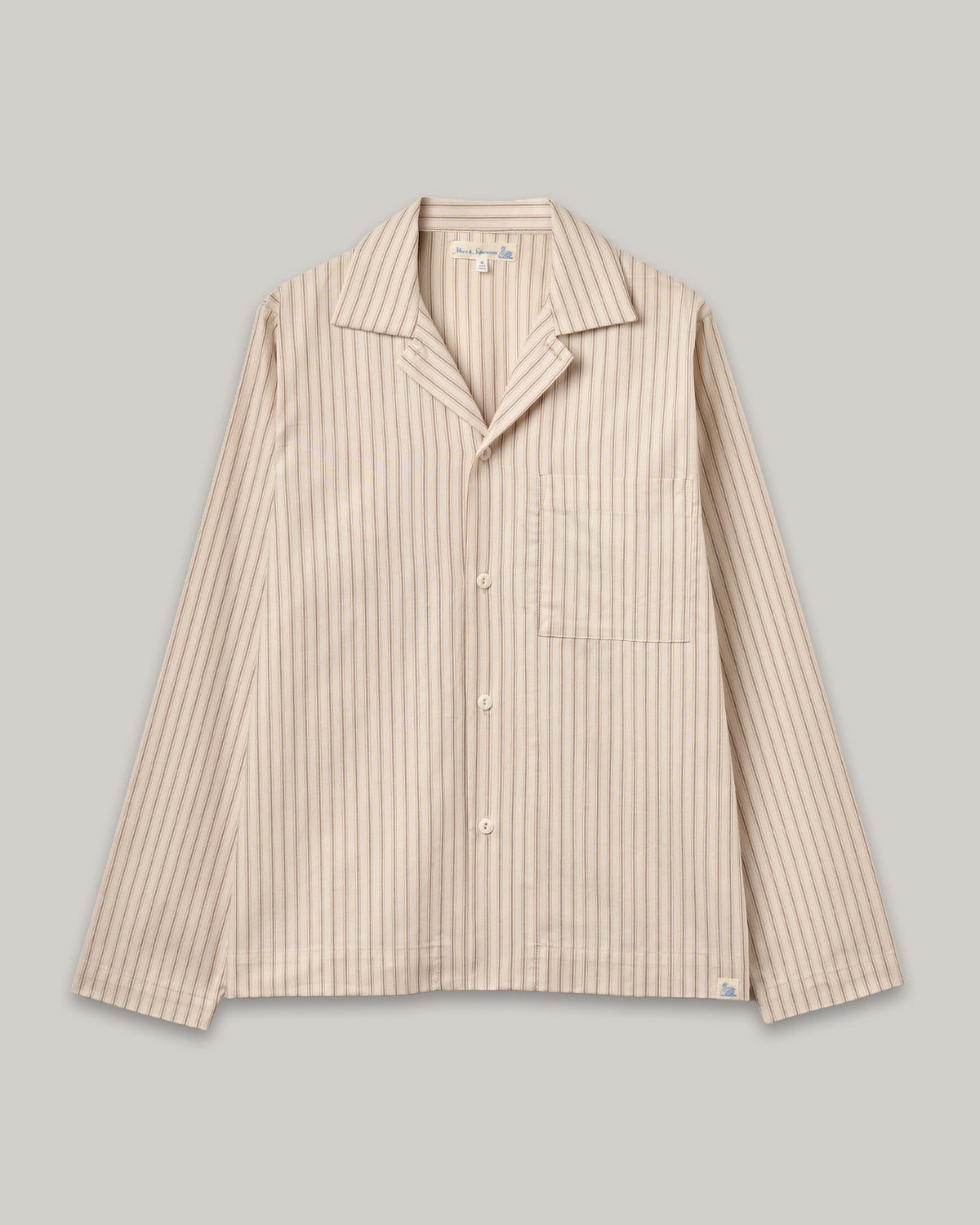 MERZ B. SCHWANEN COTTON PYJAMA TOP - NATURE/ CHOCOLATE