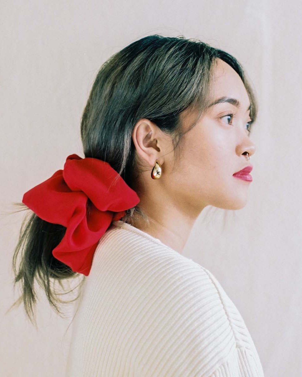 A BRONZE AGE - SILK SCRUNCHIE - RED
