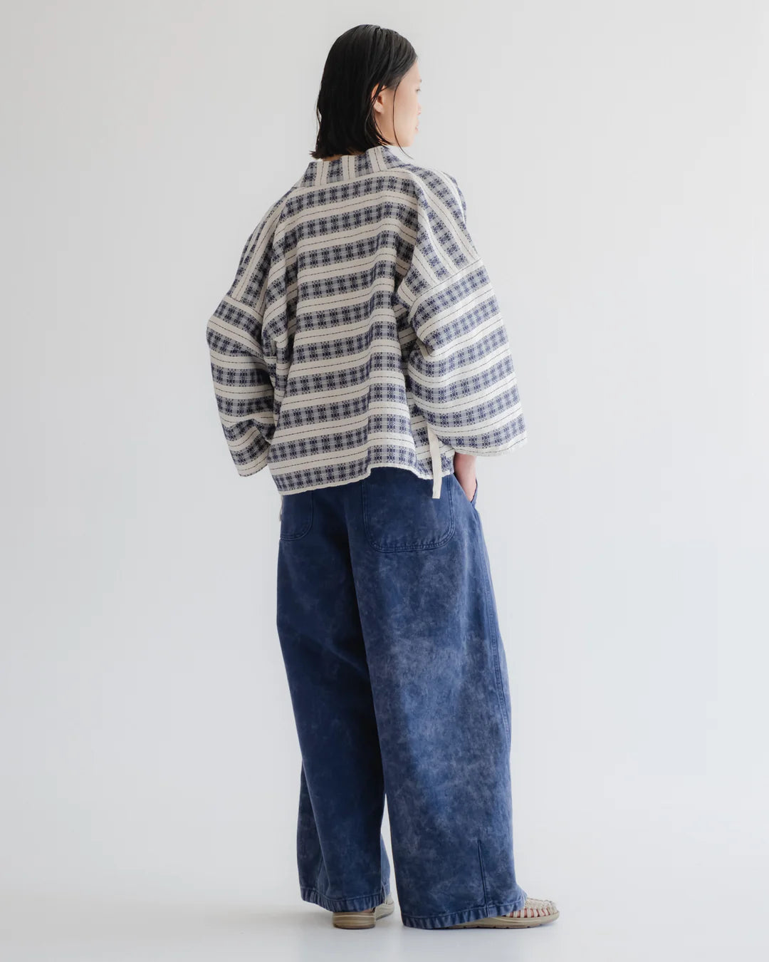 GIRLS OF DUST KIMONO - BELDI JACQUARD - OFF WHITE/ BLUE