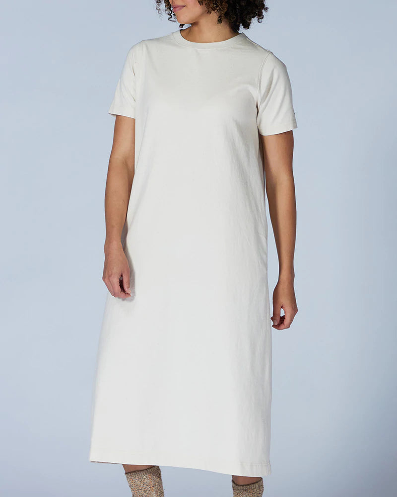 SNOW PEAK RECYCLED COTTON HEAVY DRESS - ECRU/ OATMEAL