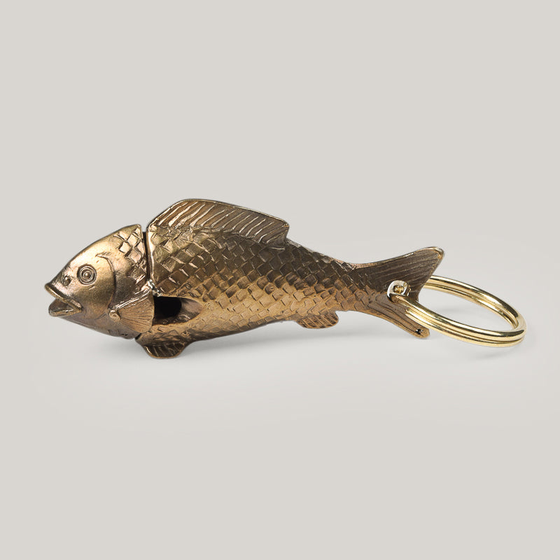 TENDER CO. LOST WAX CAST BRASS FISH WHISTLE KEYCHAIN