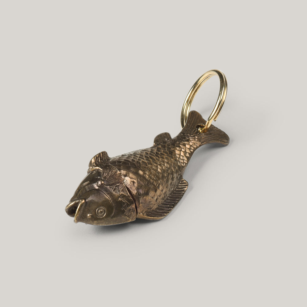 TENDER CO. LOST WAX CAST BRASS FISH WHISTLE KEYCHAIN