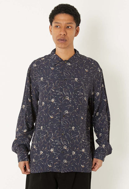 BLUE BLUE JAPAN RAYON ET CASABLANCA LILY LS SHIRT - DARK NAVY