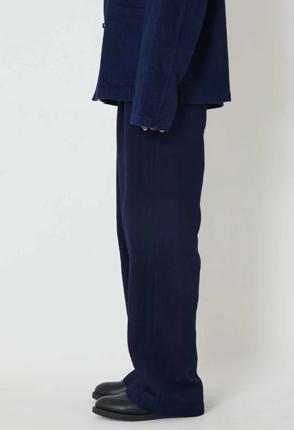 BLUE BLUE JAPAN PURE INDIGO DOUBLECLOTH SASHIKO TUCKED WIDE PANTS