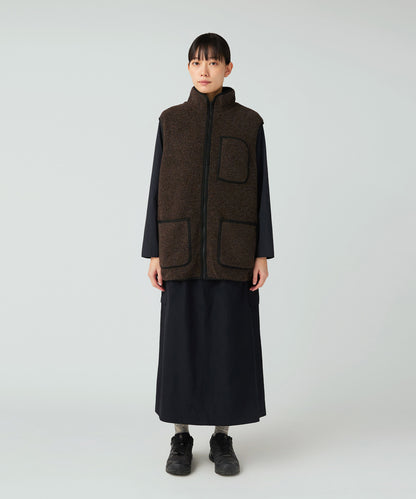 SNOW PEAK RECYCLED WOOL BOA VEST - DARK BROWN