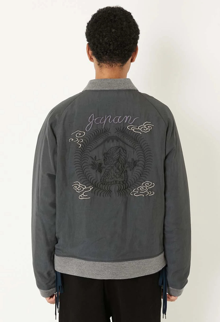 BLUE BLUE JAPAN 'HANA NI TORA' REVERSIBLE SOUVENIR JACKET - BLACK
