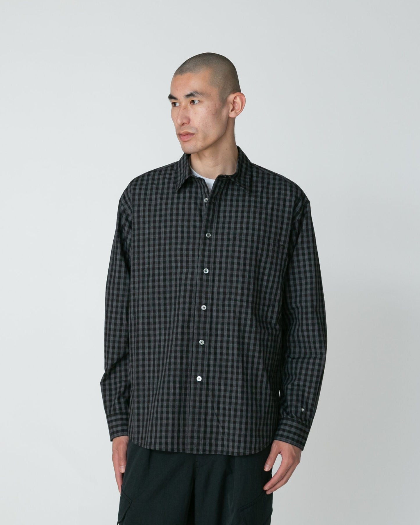 SNOW PEAK NIIGATA MADE GINGHAM CHECK SHIRT- BLACK