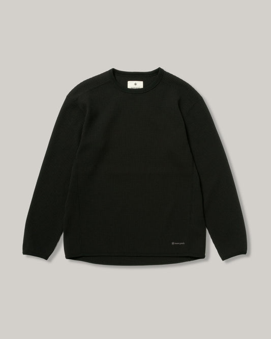SNOW PEAK DRY WAFFLE  LONG-SLEEVE T-SHIRT - BLACK