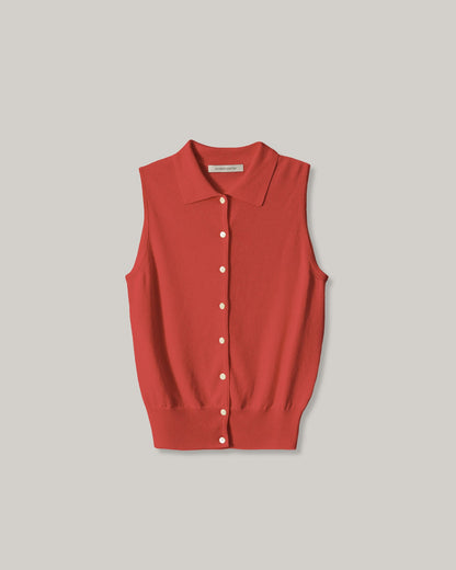 NOTHING WRITTEN LASH SLEEVELESS KNIT TOP - RED