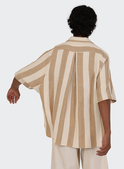KARDO YUSUKE SHIRT - NATURAL/ TAN STRIPE