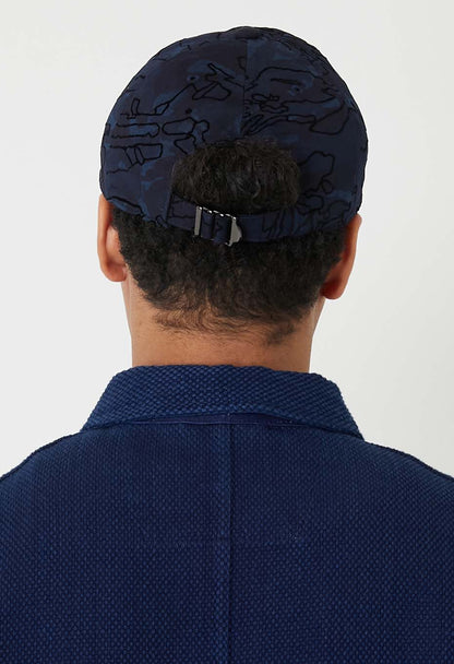 BLUE BLUE JAPAN INDIGO NYLON SATIN FLOCKED CAP