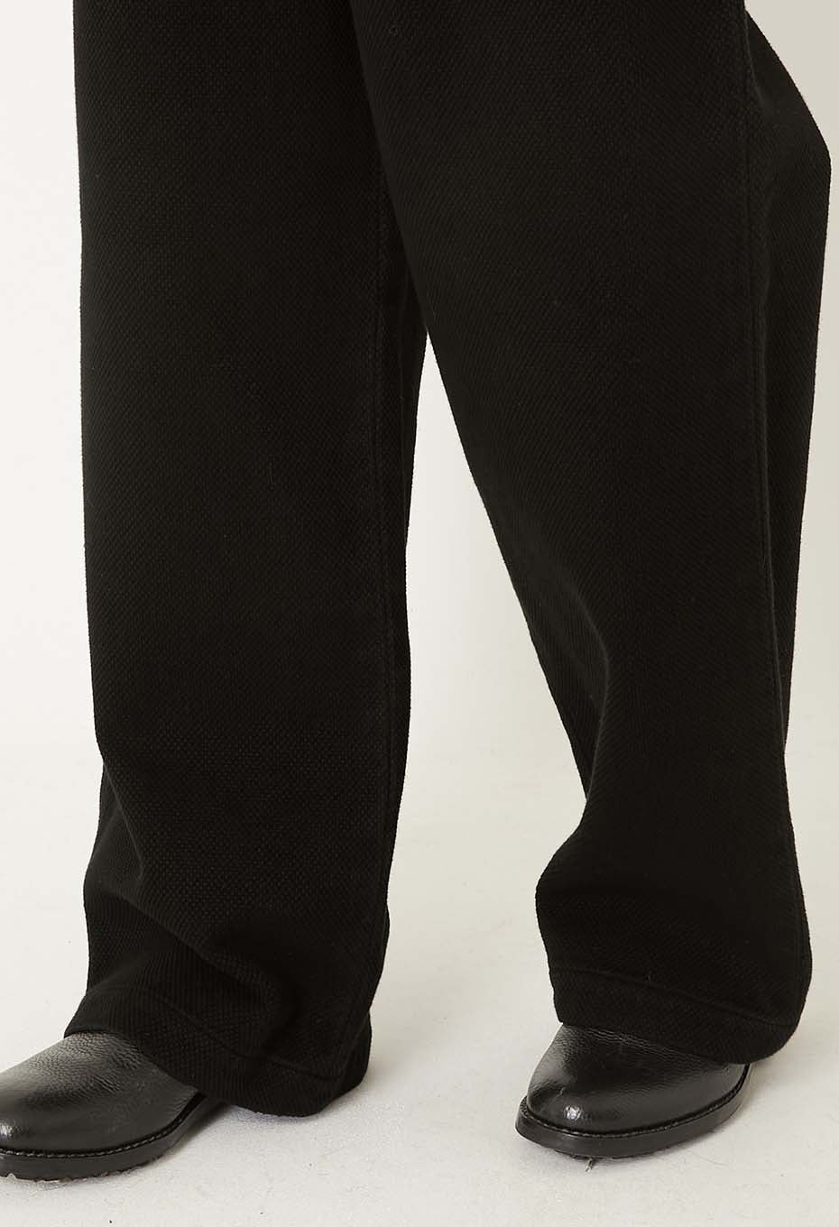 BLUE BLUE JAPAN DARK BLACK DOUBLECLOTH SASHIKO TUCKED WIDE PANTS - BLACK