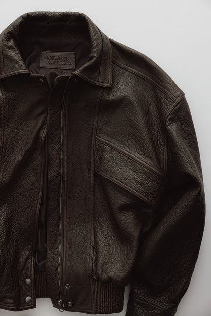 NOTHING WRITTEN LAMBSKIN BOMBER - BROWN