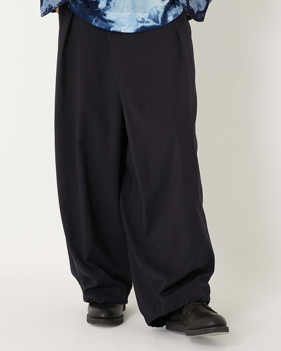 BLUE BLUE JAPAN DRY TOUCH POPLIN FULL WIDE PANTS - DARK NAVY