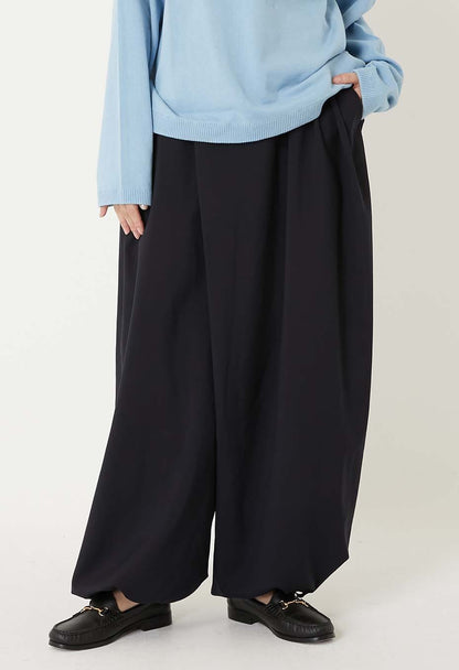 BLUE BLUE JAPAN DRY TOUCH POPLIN FULL WIDE PANTS - DARK NAVY