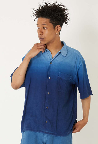 BLUE BLUE JAPAN INDIGO HAND DYED GRADATION LINEN SS SHIRT