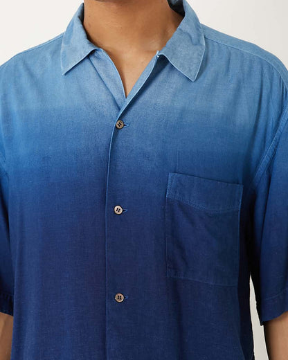 BLUE BLUE JAPAN INDIGO HAND DYED GRADATION LINEN SS SHIRT