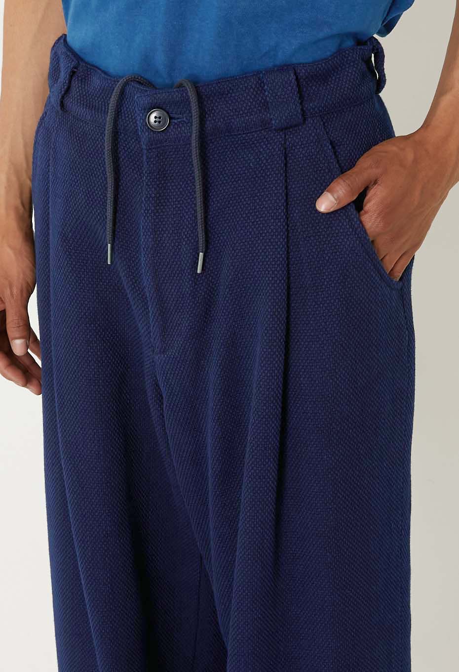 BLUE BLUE JAPAN  PURE INDIGO LIGHT SASHIKO TUCKED WIDE PANTS