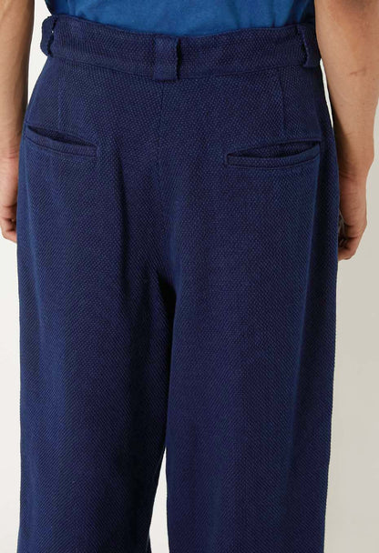 BLUE BLUE JAPAN  PURE INDIGO LIGHT SASHIKO TUCKED WIDE PANTS
