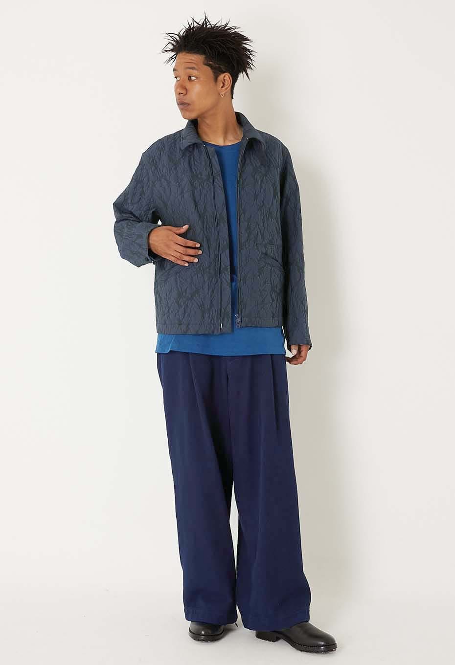 BLUE BLUE JAPAN  PURE INDIGO LIGHT SASHIKO TUCKED WIDE PANTS