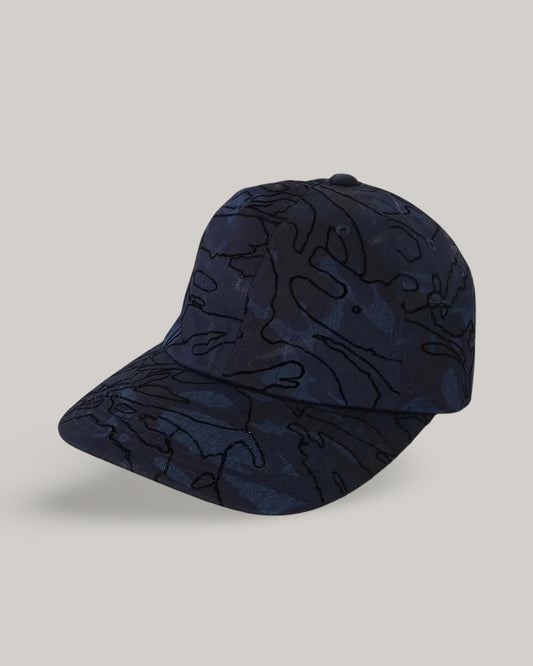 BLUE BLUE JAPAN INDIGO NYLON SATIN FLOCKED CAP