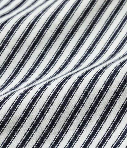 SUGAR CANE 'FICTION ROMANCE' 6oz. INDIGO STRIPE DOUBLE KNEE SHORTS - OFF WHITE