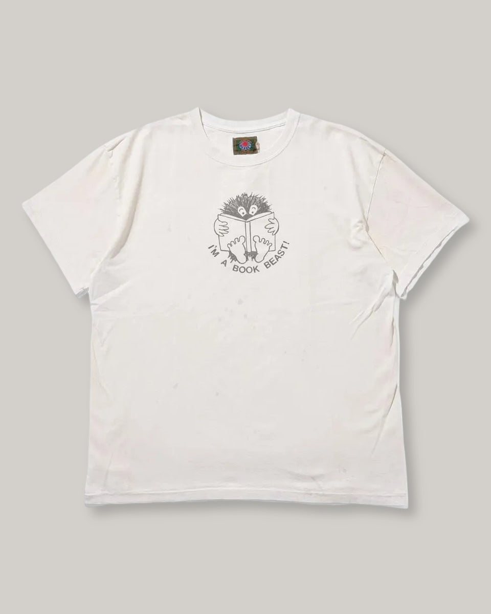 MODUCT PRINT T-SHIRT  "IM A BOOK BEAST!" - WHITE