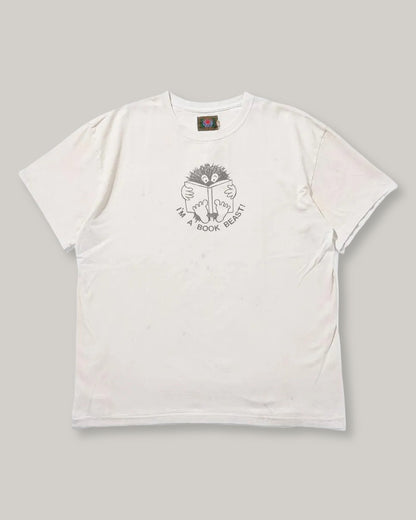 MODUCT PRINT T-SHIRT  "IM A BOOK BEAST!" - WHITE