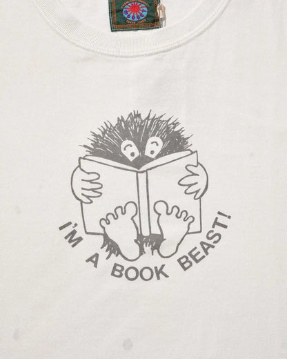 MODUCT PRINT T-SHIRT  "IM A BOOK BEAST!" - WHITE