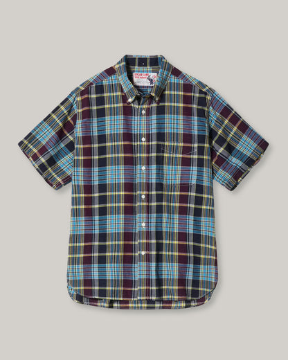 SUGAR CANE INDIA MADRAS BUTTON DOWN SS SHIRT - PURPLE