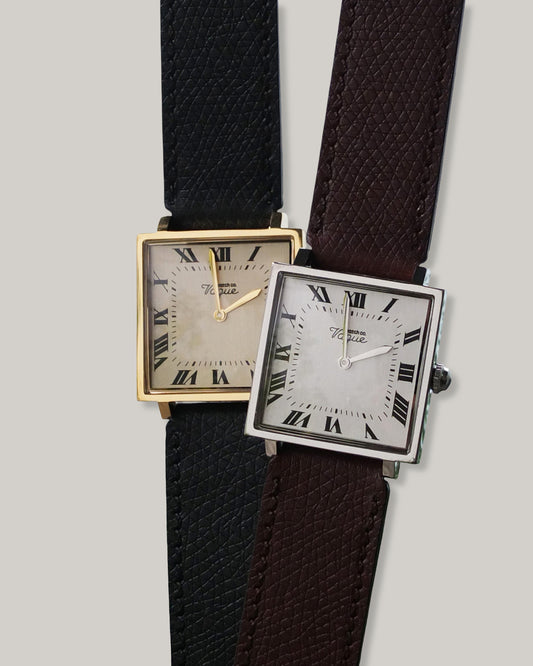 VAGUE WATCH CO. CARRÉ - SILVER W/ LIZARD STRAP